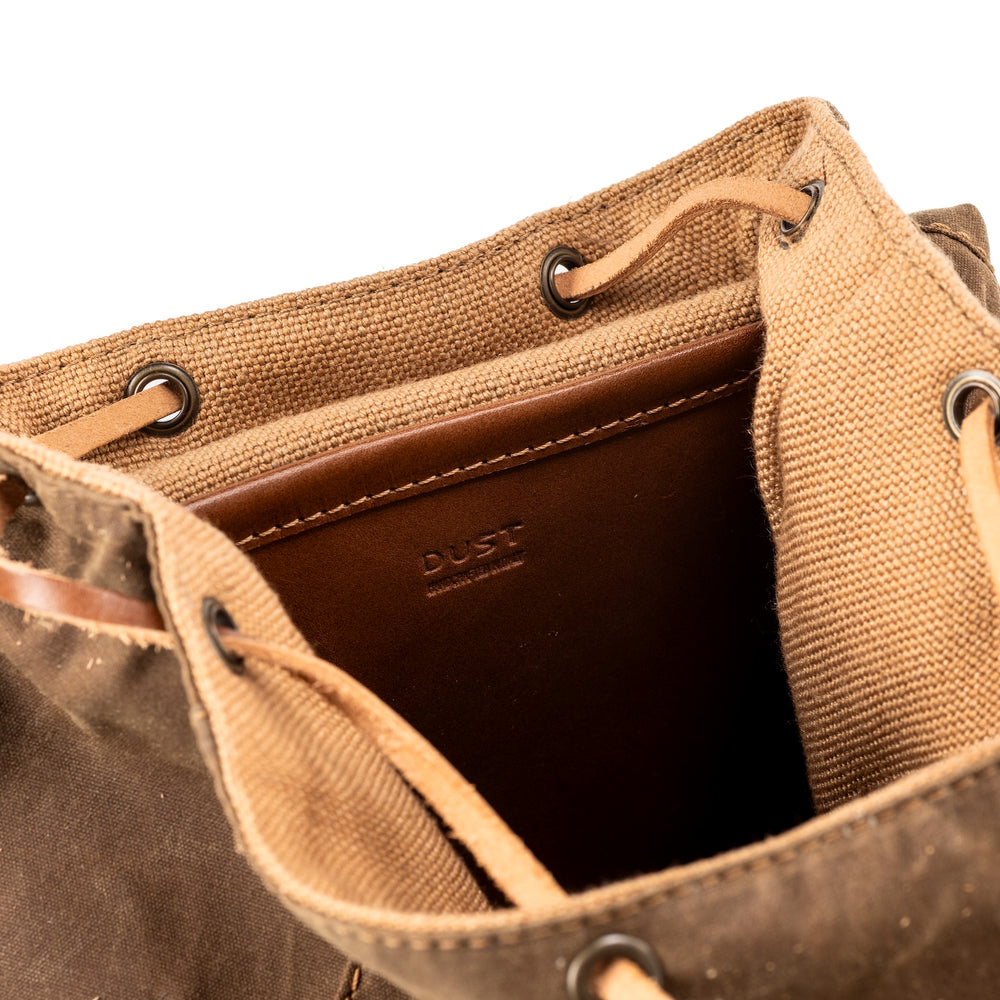 
                      
                        Leather Backpack With Waxed Cotton Made in USA Brown
                      
                    