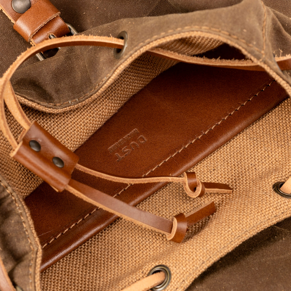 
                      
                        Leather Backpack With Waxed Cotton Made in USA Brown
                      
                    