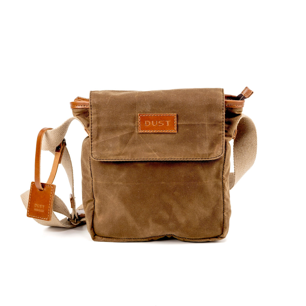 Leather Messenger In Waxed Cotton Made in USA Brown