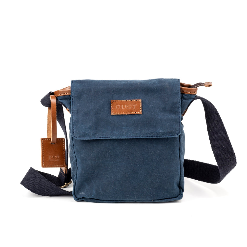 
                      
                        Leather Messenger In Waxed Cotton Made in USA Blue
                      
                    