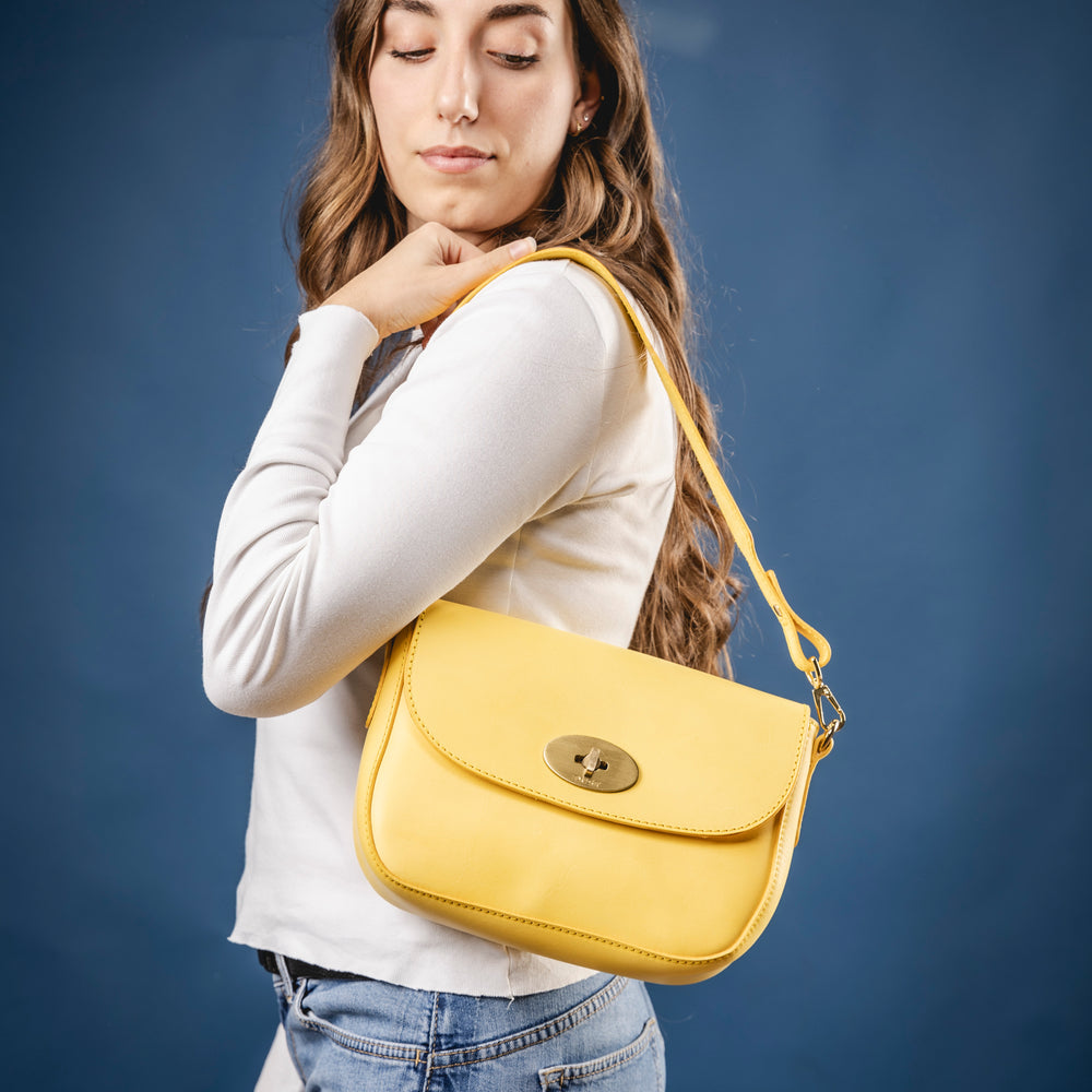 Leather Crossbody Yellow Broadway Collection