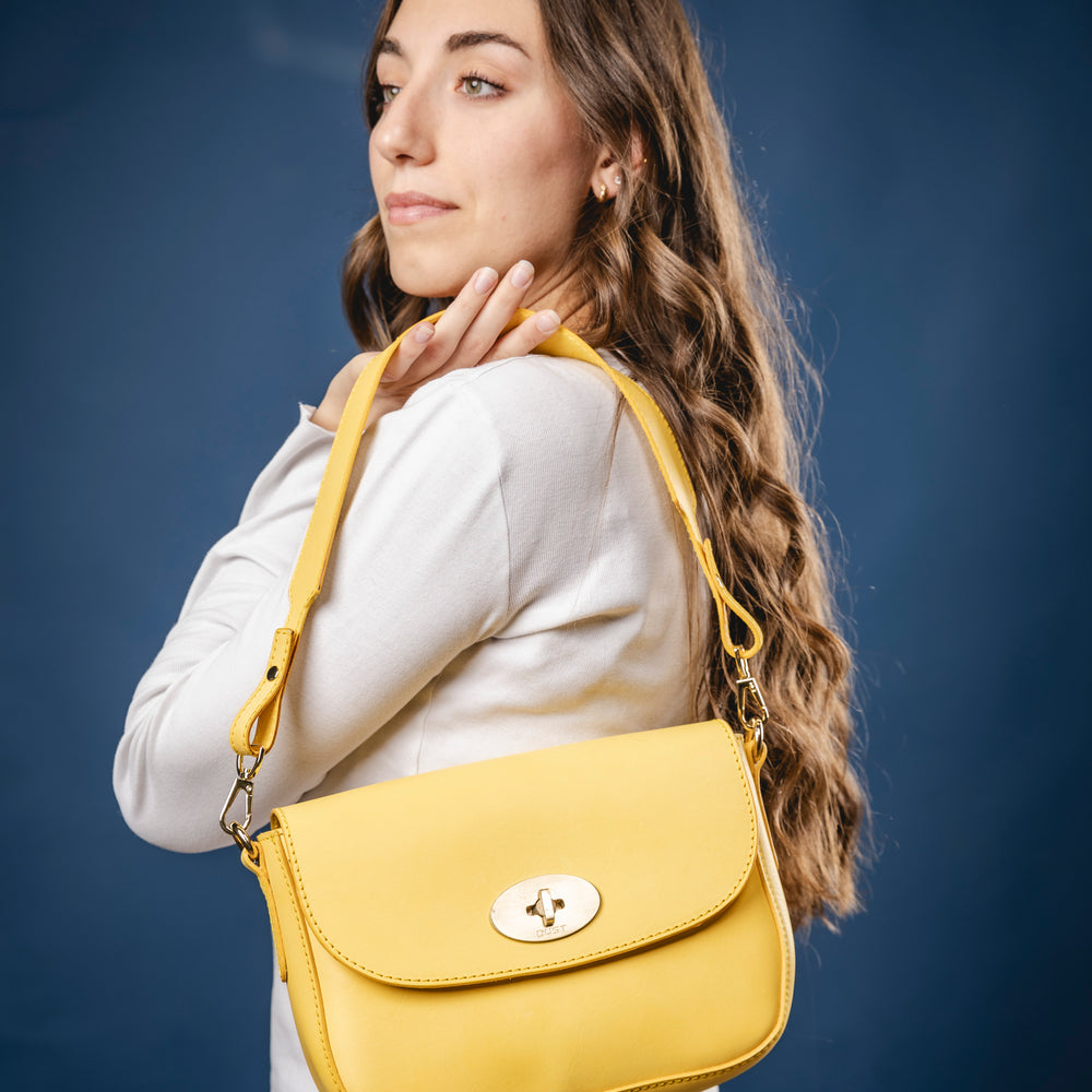 
                      
                        Leather Crossbody Yellow Broadway Collection
                      
                    