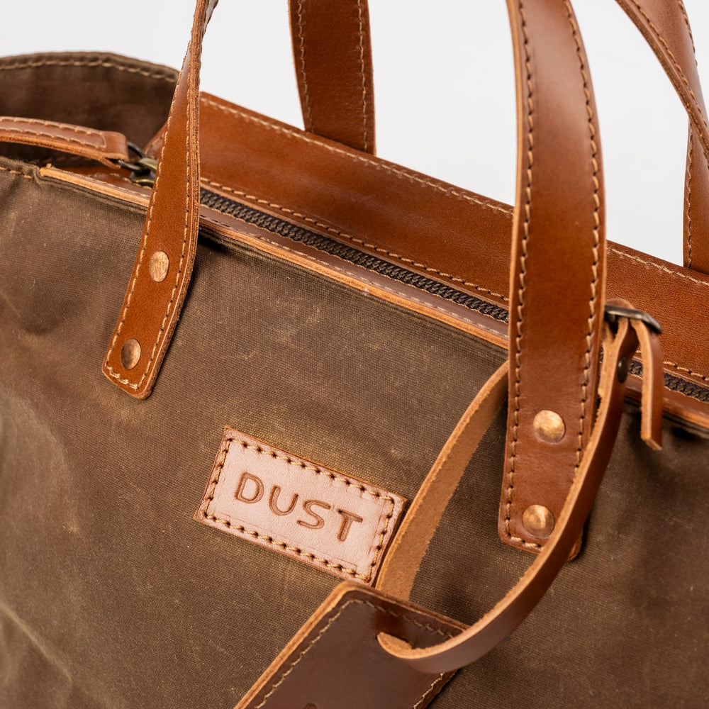 
                      
                        Leather Tote In Waxed Cotton Made in USA Brown
                      
                    