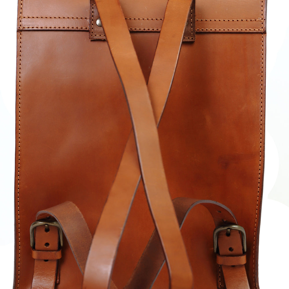 
                      
                        Leather Backpack in Cuoio Brown Mod 120
                      
                    