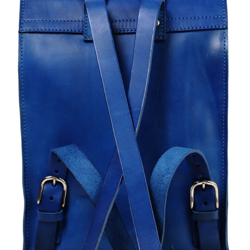 
                      
                        Leather Backpack in Cuoio Blue Mod 120
                      
                    