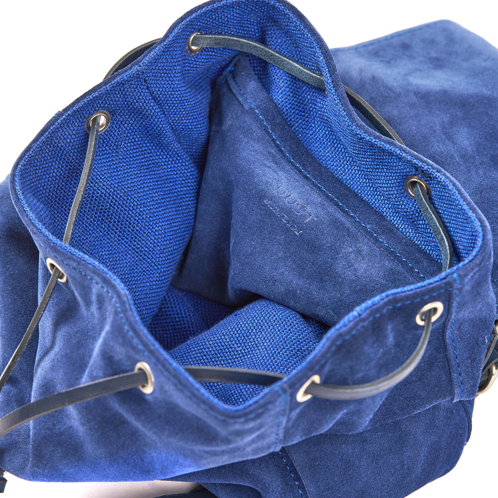 
                      
                        Leather Backpack in Suede Blue Venice Collection
                      
                    