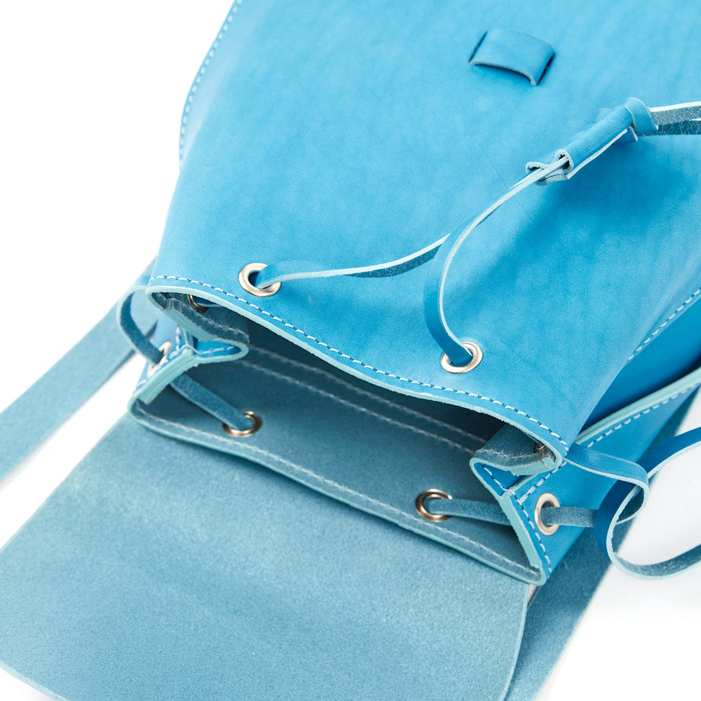 
                      
                        Leather Backpack in Cuoio Light Blue Mod 130
                      
                    