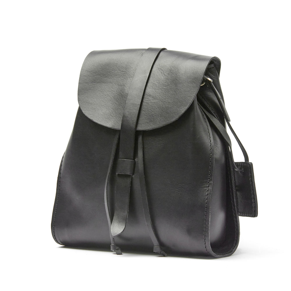 Leather Backpack in Cuoio Black Mod 130