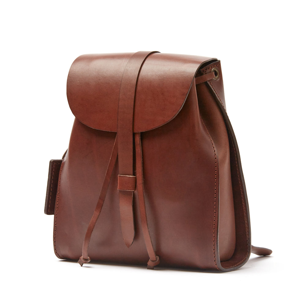 Leather Backpack in Cuoio Dark Brown Mod 130