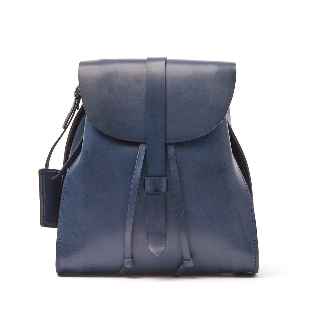 
                      
                        Leather Backpack in Cuoio Blue Mod 130
                      
                    