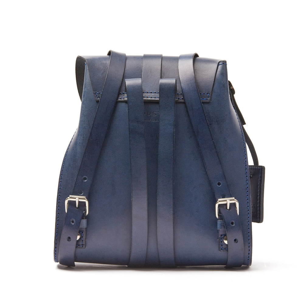 
                      
                        Leather Backpack in Cuoio Blue Mod 130
                      
                    