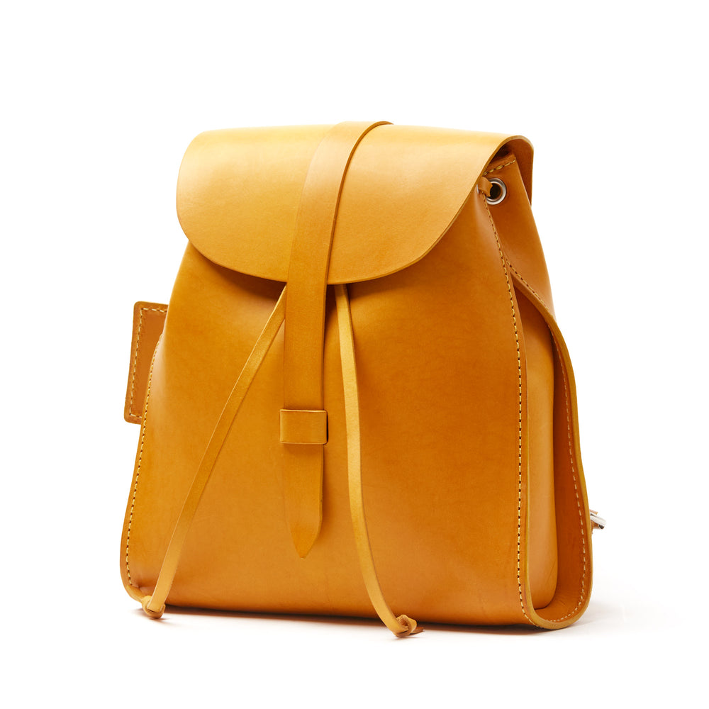 Leather Backpack in Cuoio Yellow Mod 130