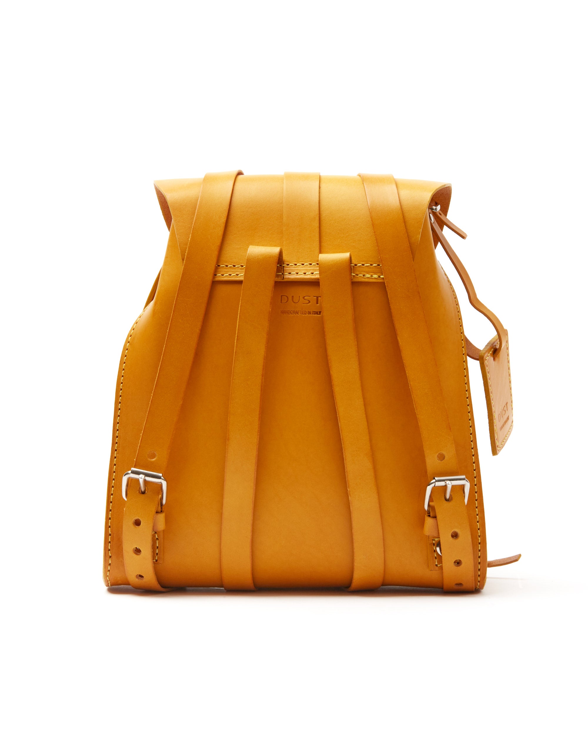 Yellow backpack 100% fashion handmade entirely in high quality genuine leather.