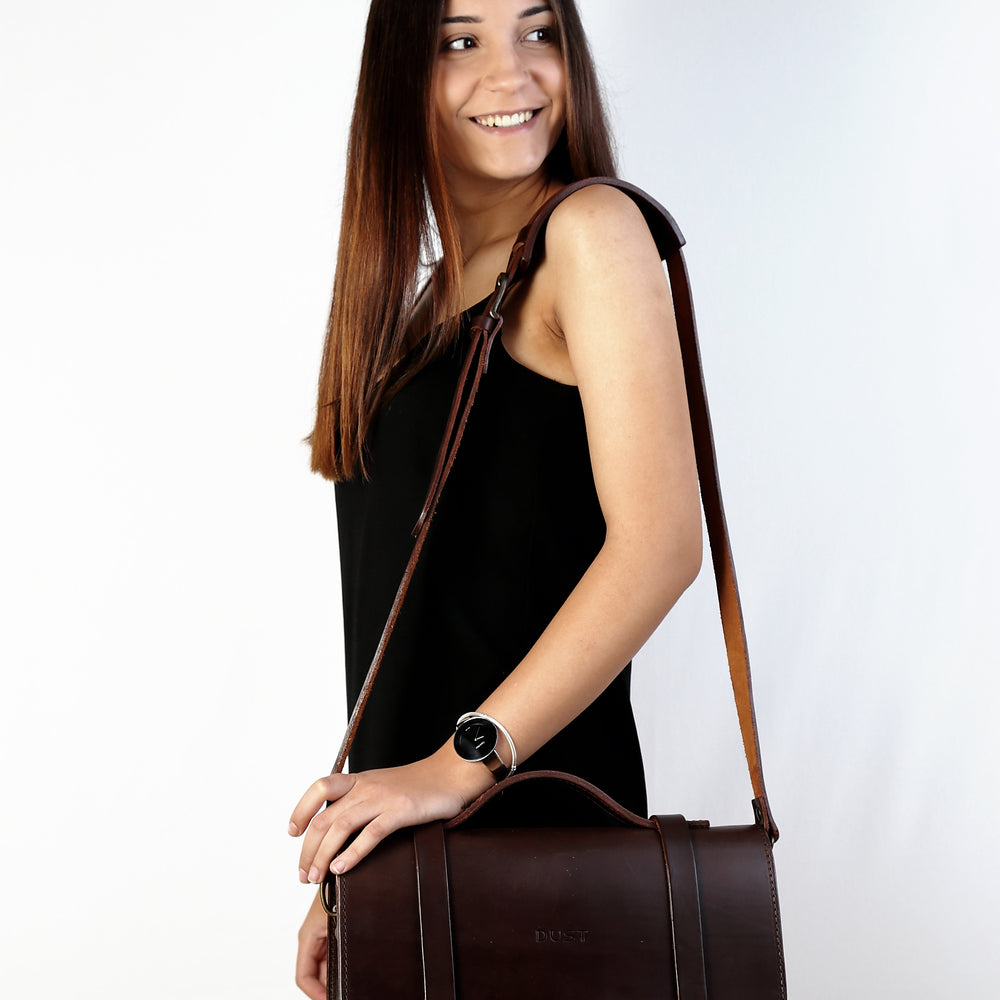 
                      
                        Leather Briefcase in Cuoio Dark Brown Mod 125
                      
                    