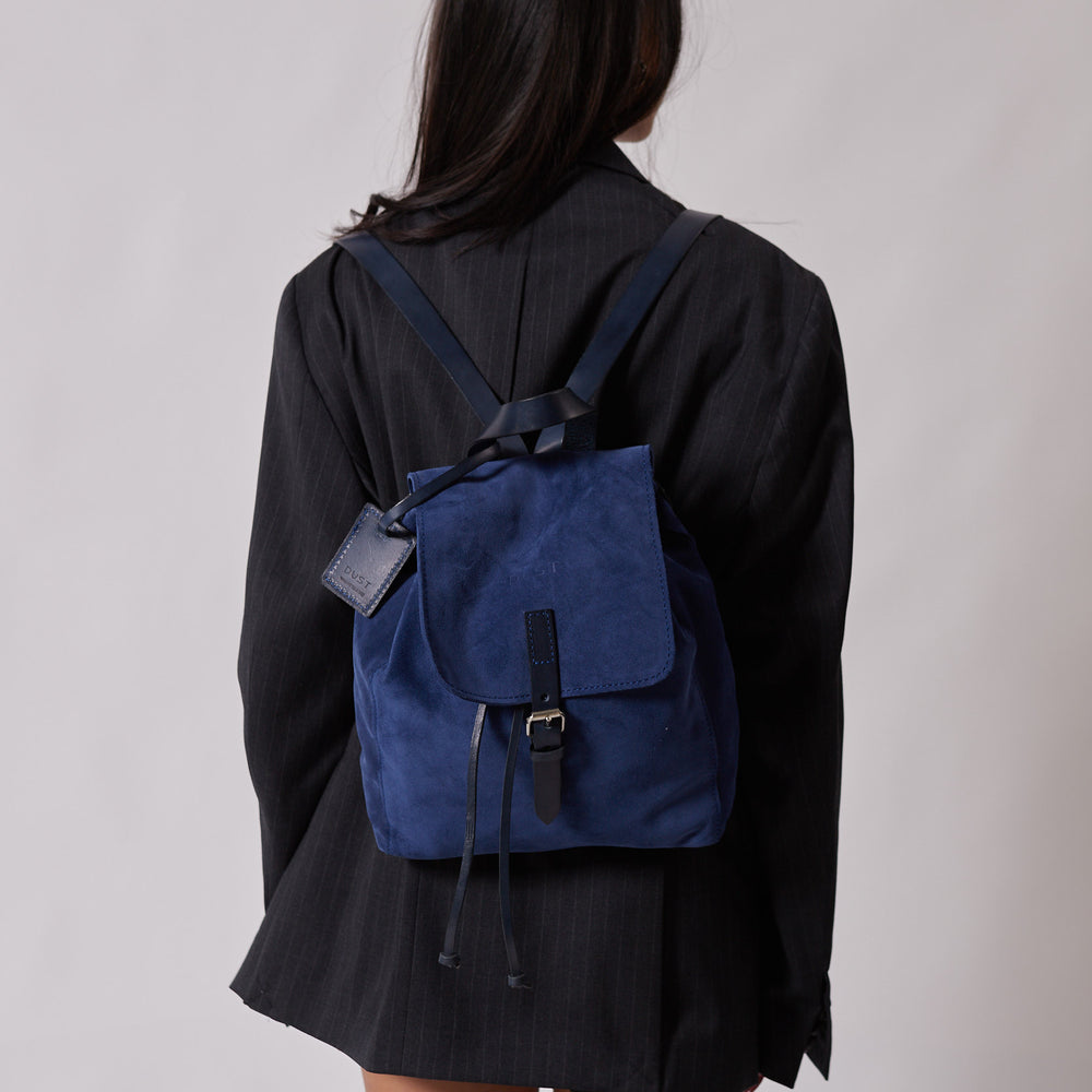 
                      
                        Leather Backpack in Suede Blue Venice Collection
                      
                    