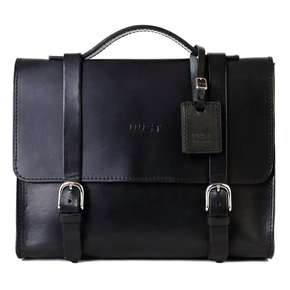 
                      
                        Leather Briefcase in Cuoio Black Mod 125
                      
                    