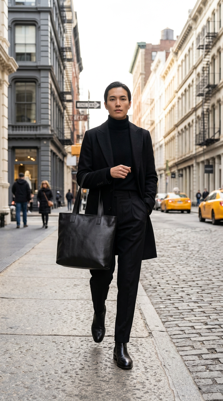 Tote in Leather Black Zuma Collection