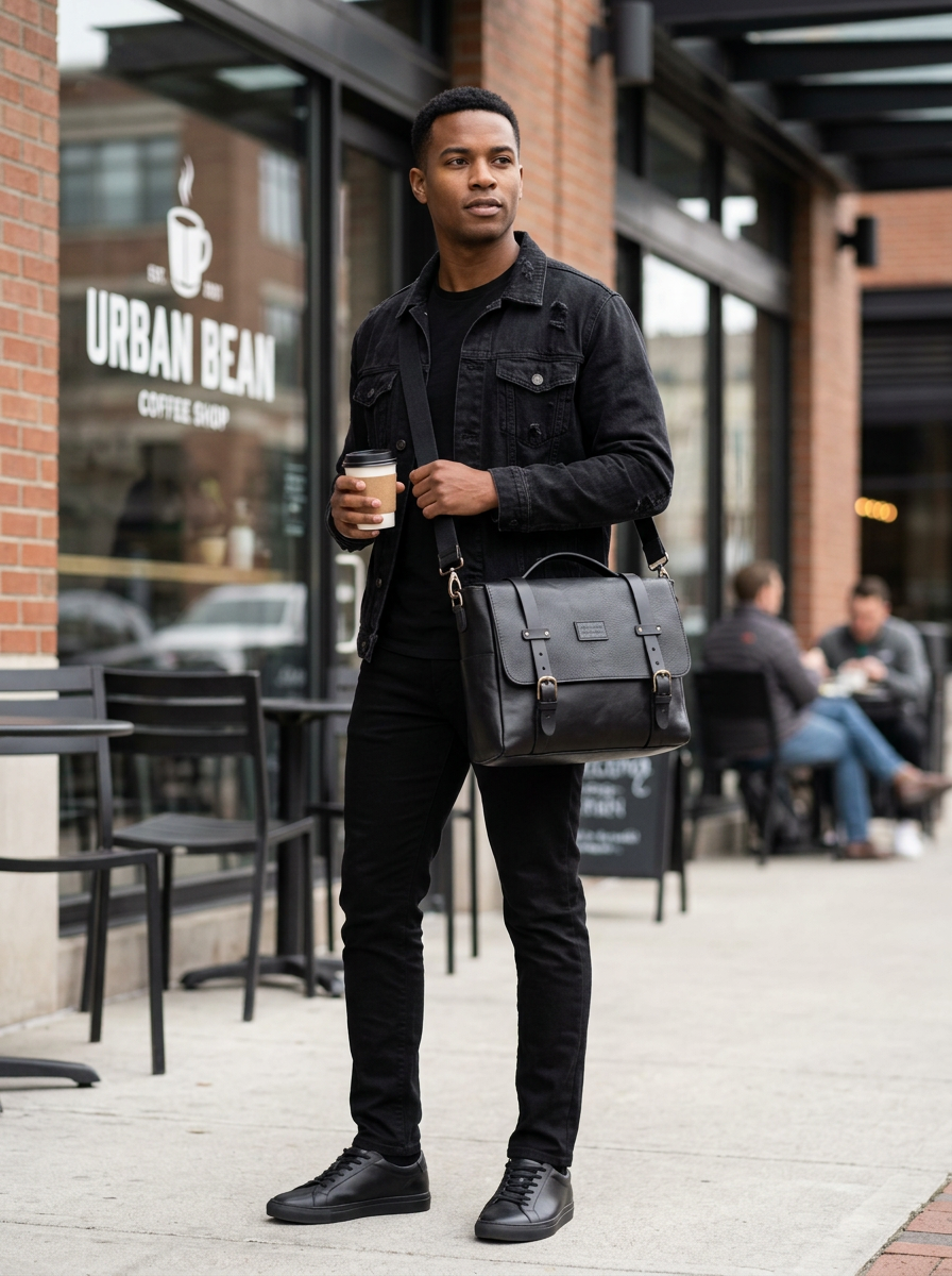 Leather Messenger Black