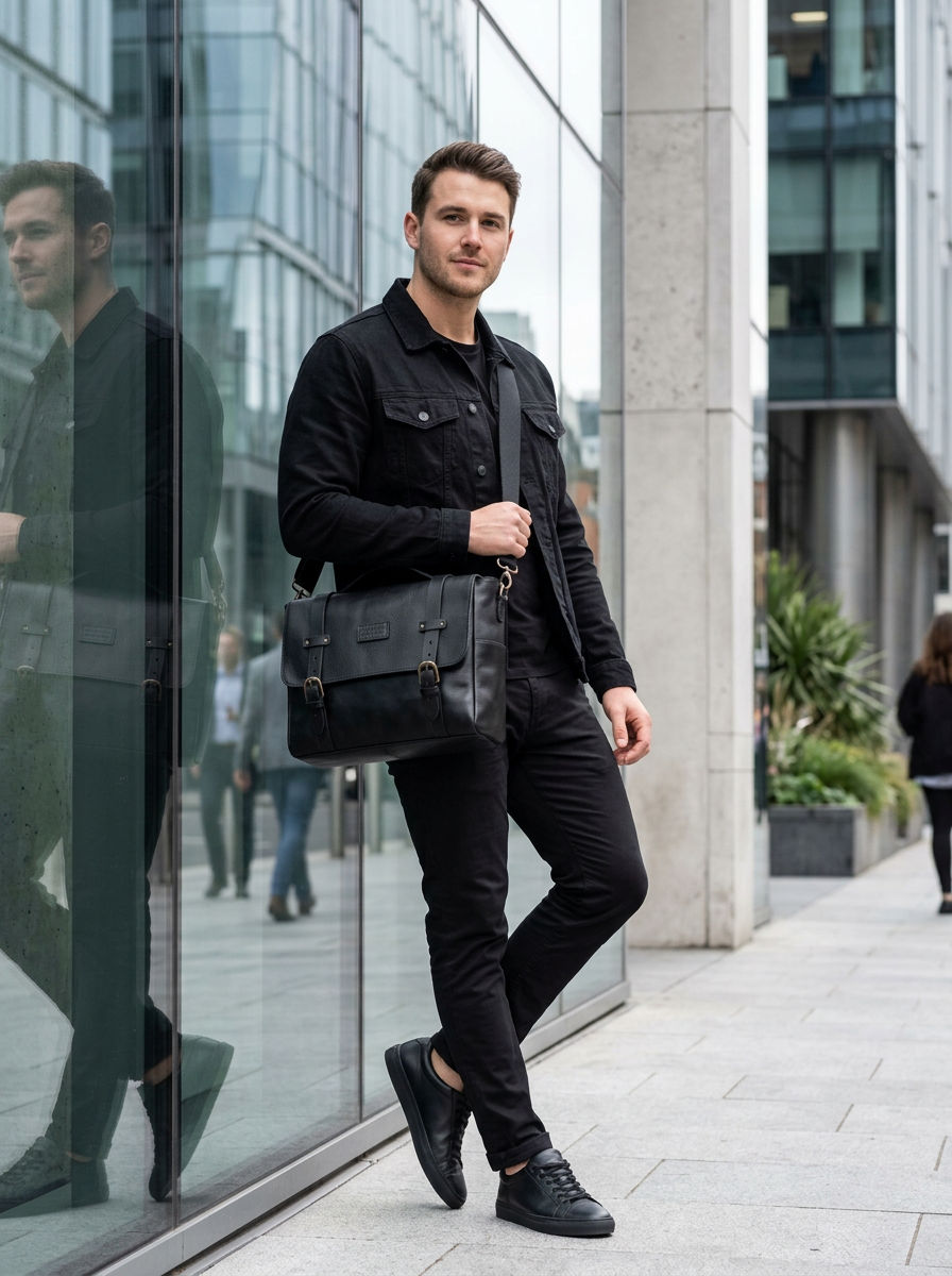 Leather Messenger Black