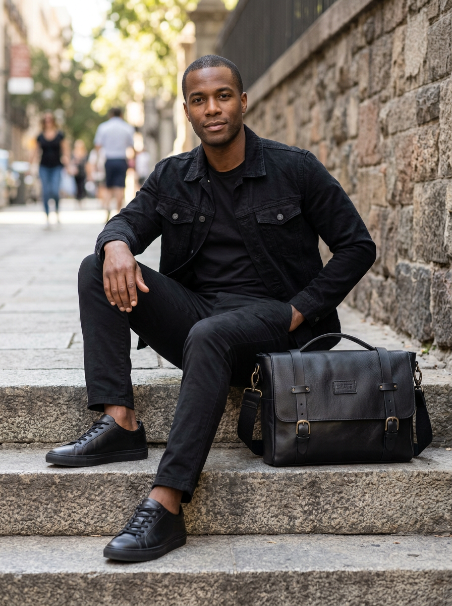 Leather Messenger Black