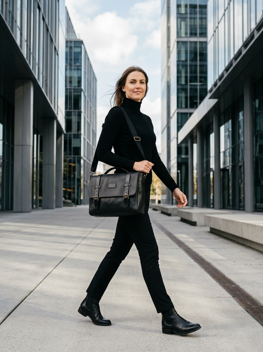 Leather Messenger Black