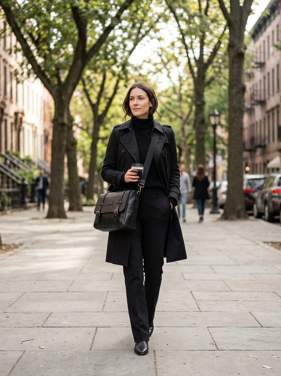 Leather Messenger Black