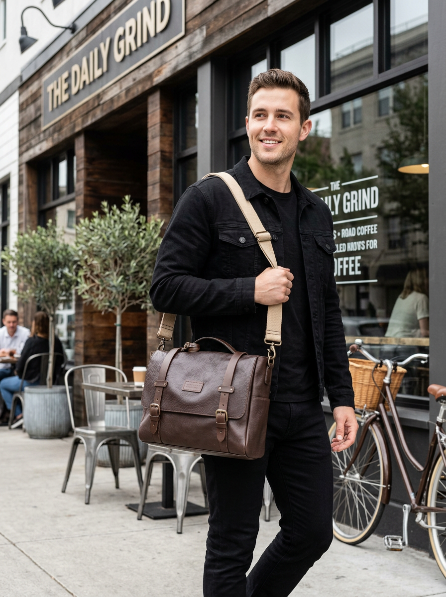 Leather Messenger Dark Brown