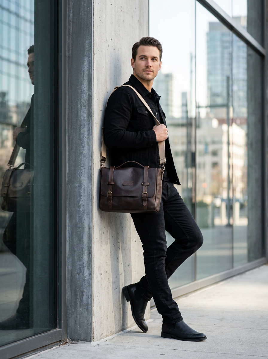 Leather Messenger Dark Brown