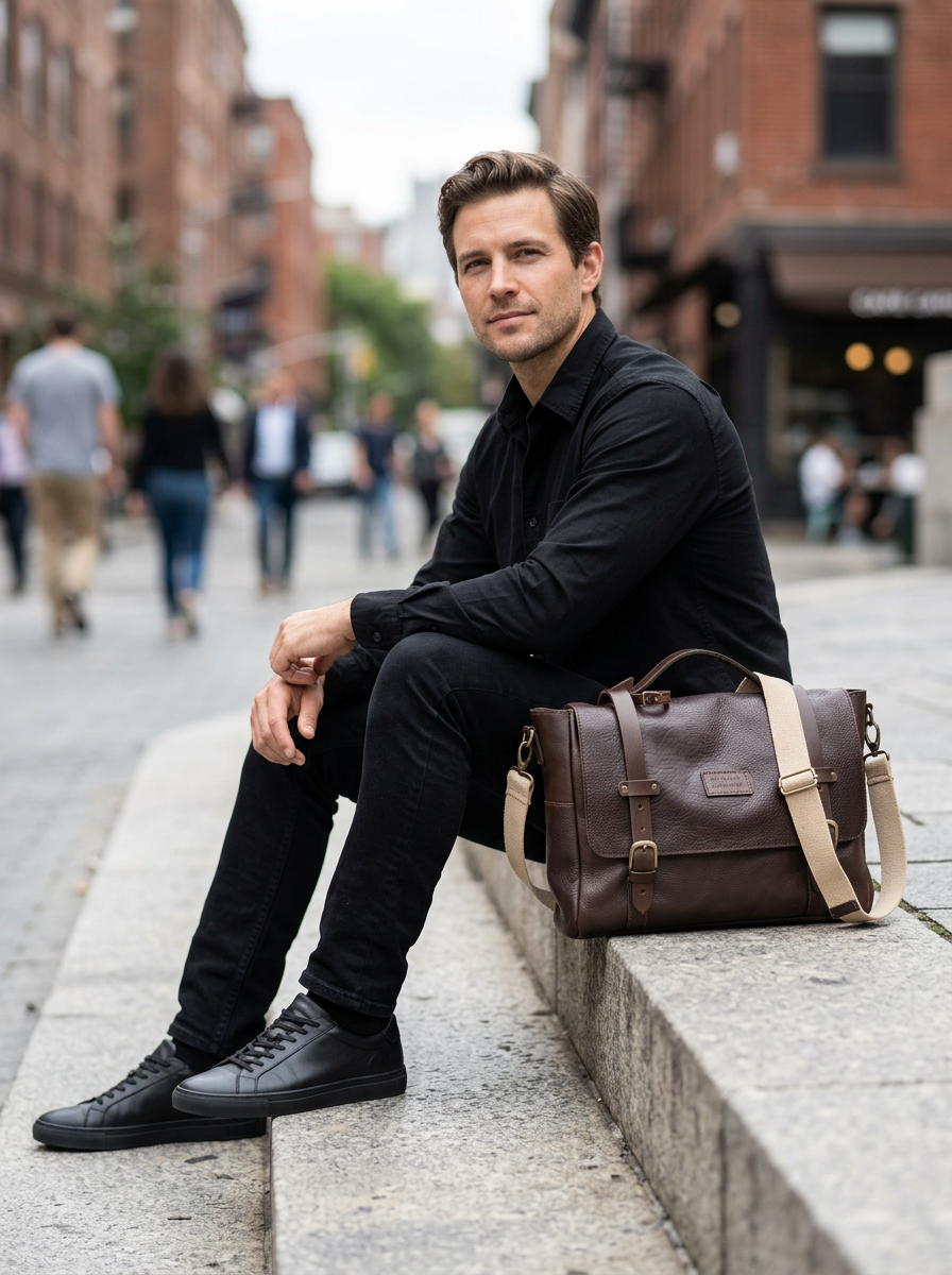 Leather Messenger Dark Brown