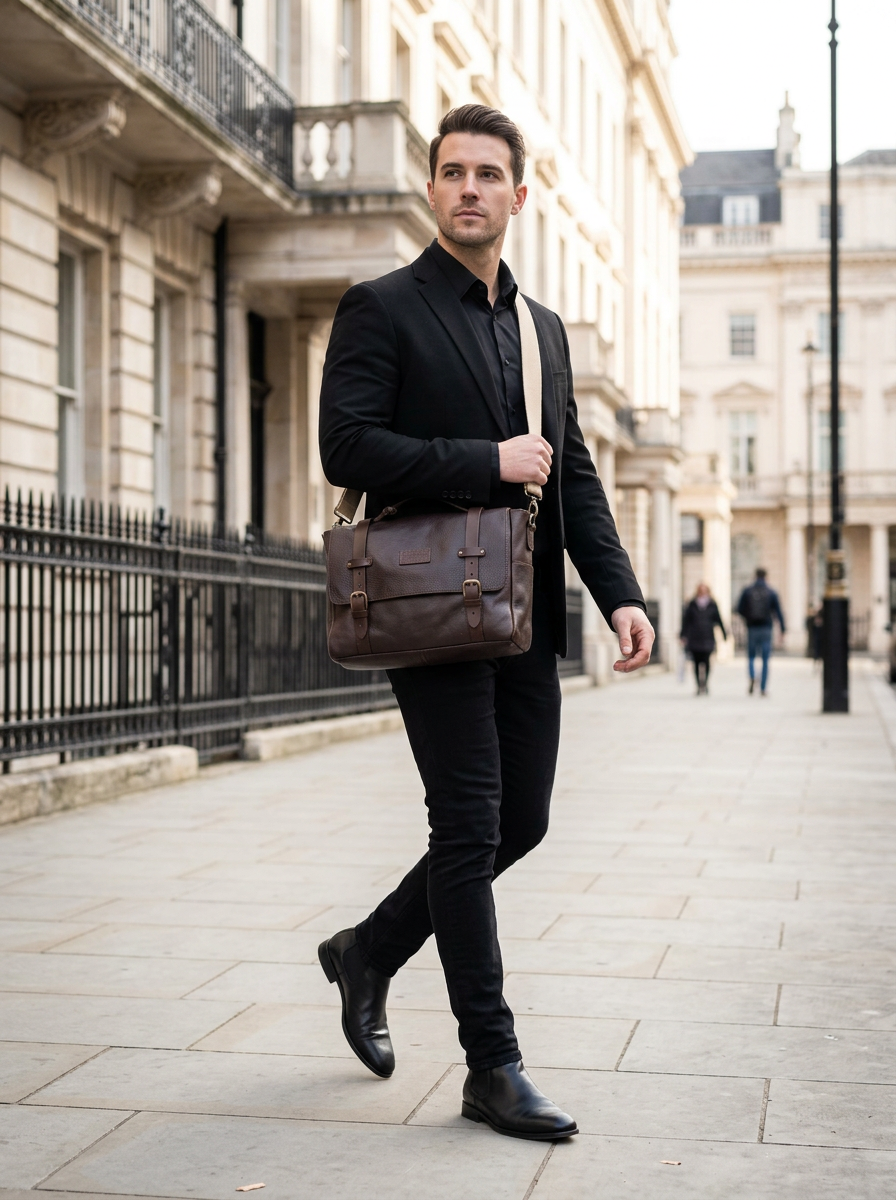 Leather Messenger Dark Brown