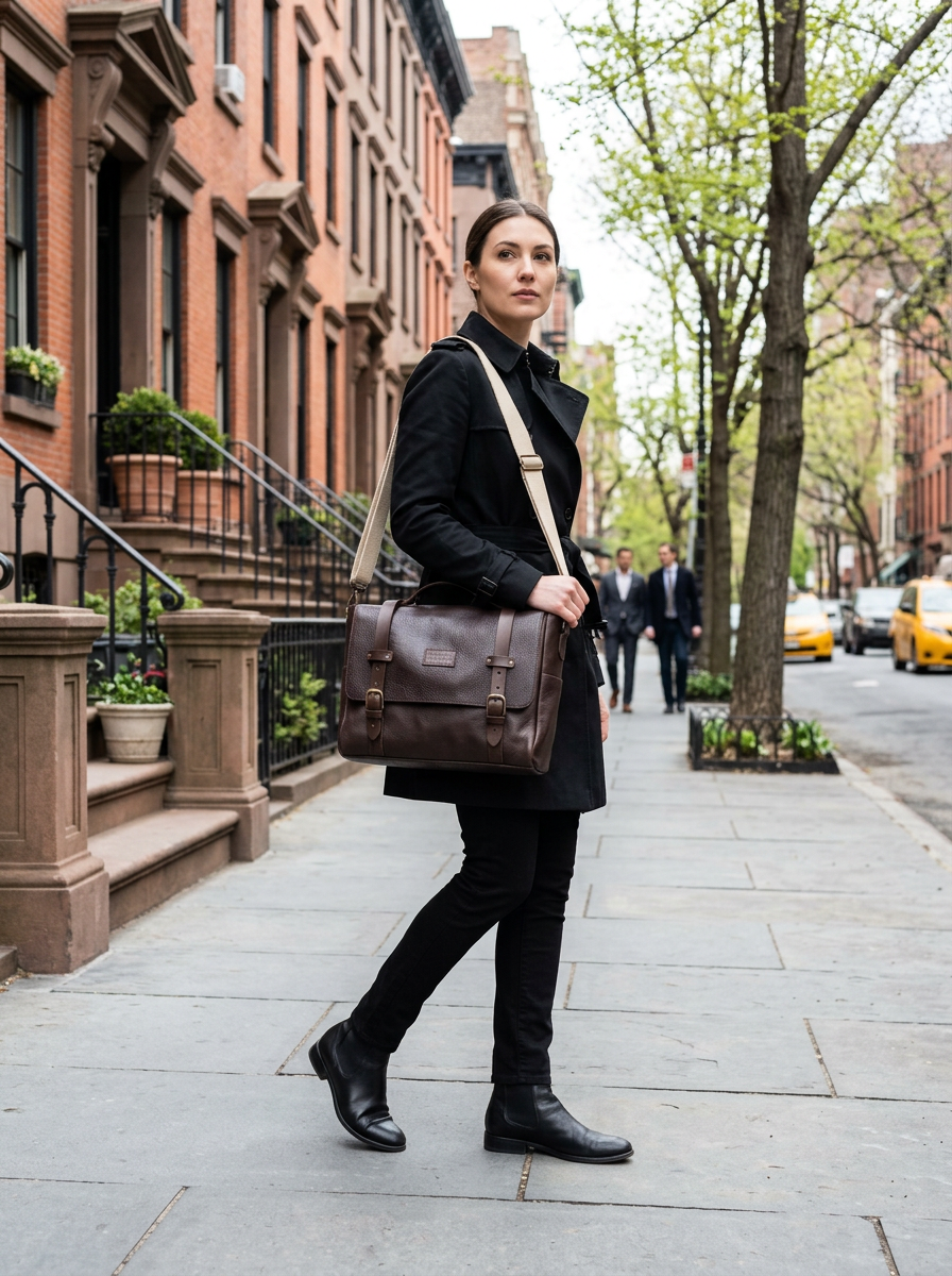 Leather Messenger Dark Brown