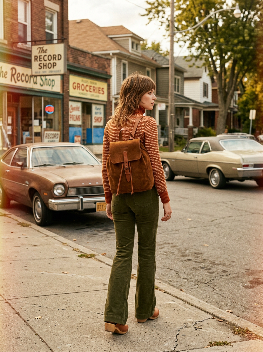 Leather Backpack in Suede Brown Venice Collection