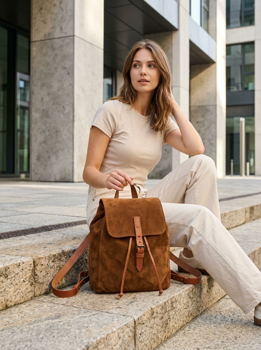 Leather Backpack in Suede Brown Venice Collection – The Dust Company