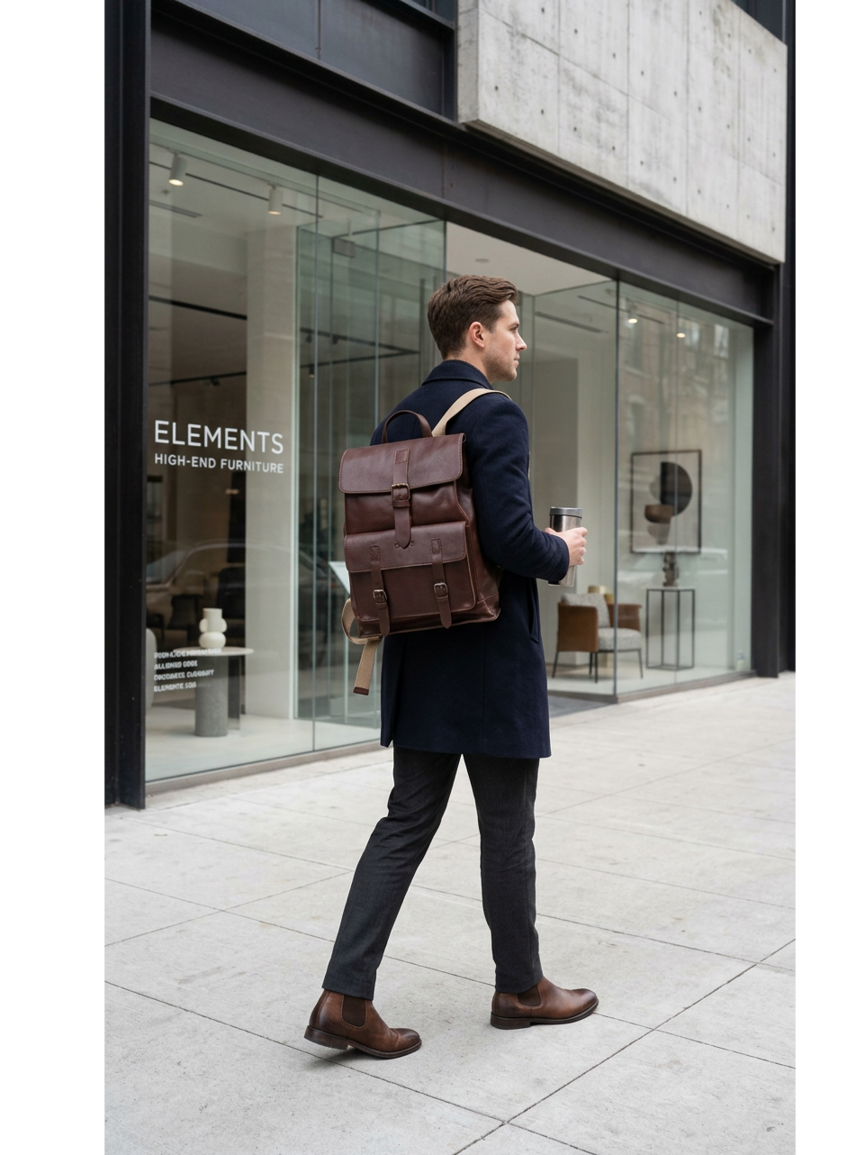 Leather Backpack Dark Brown Cheyenne Collection