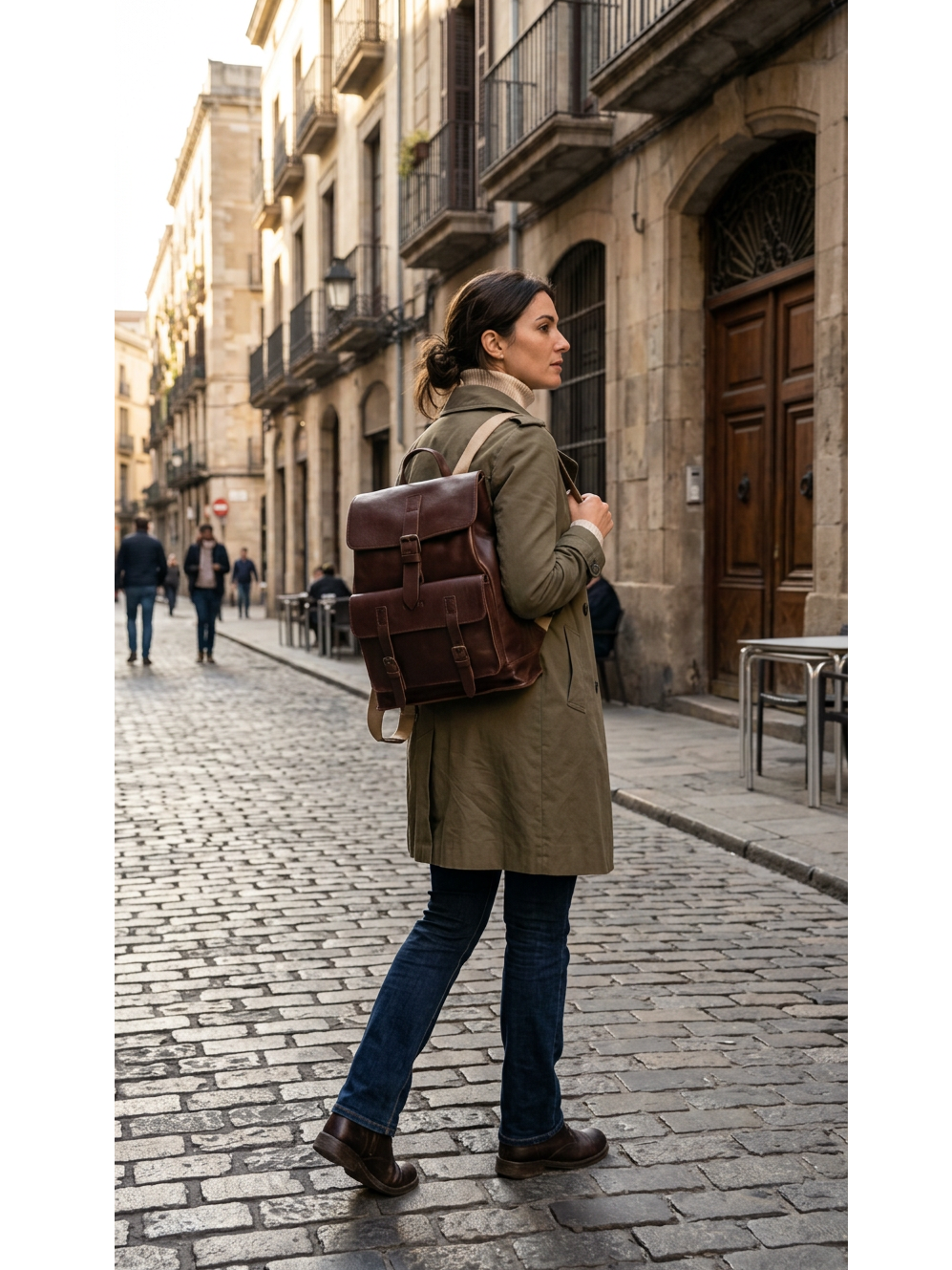 Leather Backpack Dark Brown Cheyenne Collection