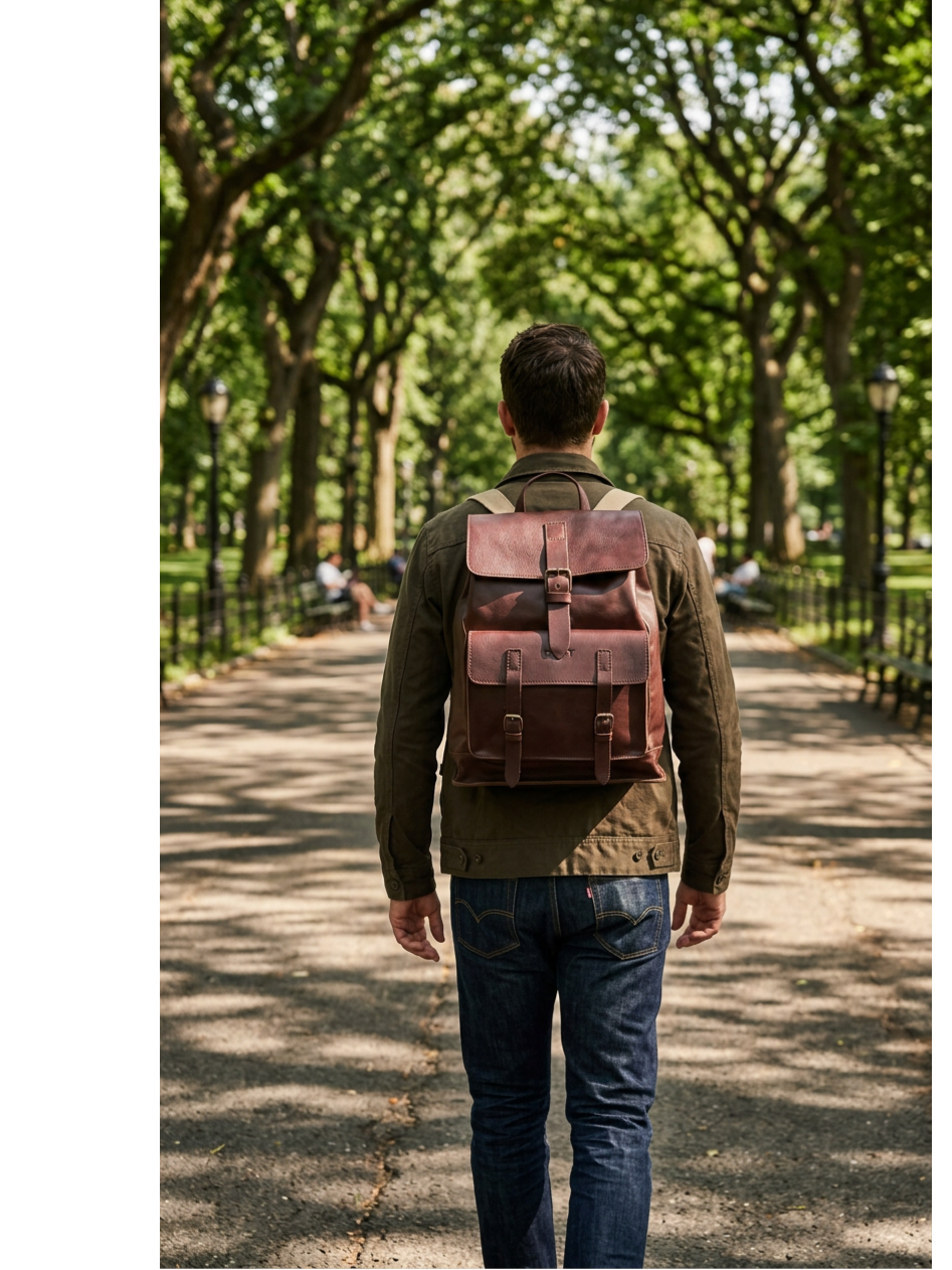Leather Backpack Dark Brown Cheyenne Collection