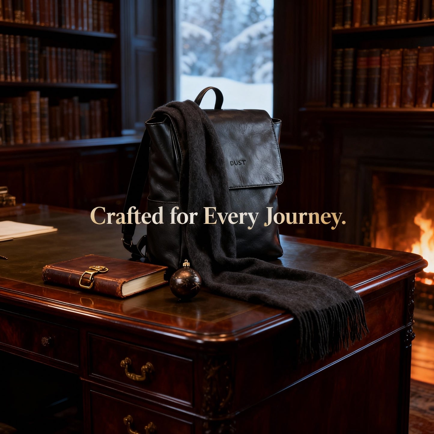 Leather Backpack Black Boston Collection