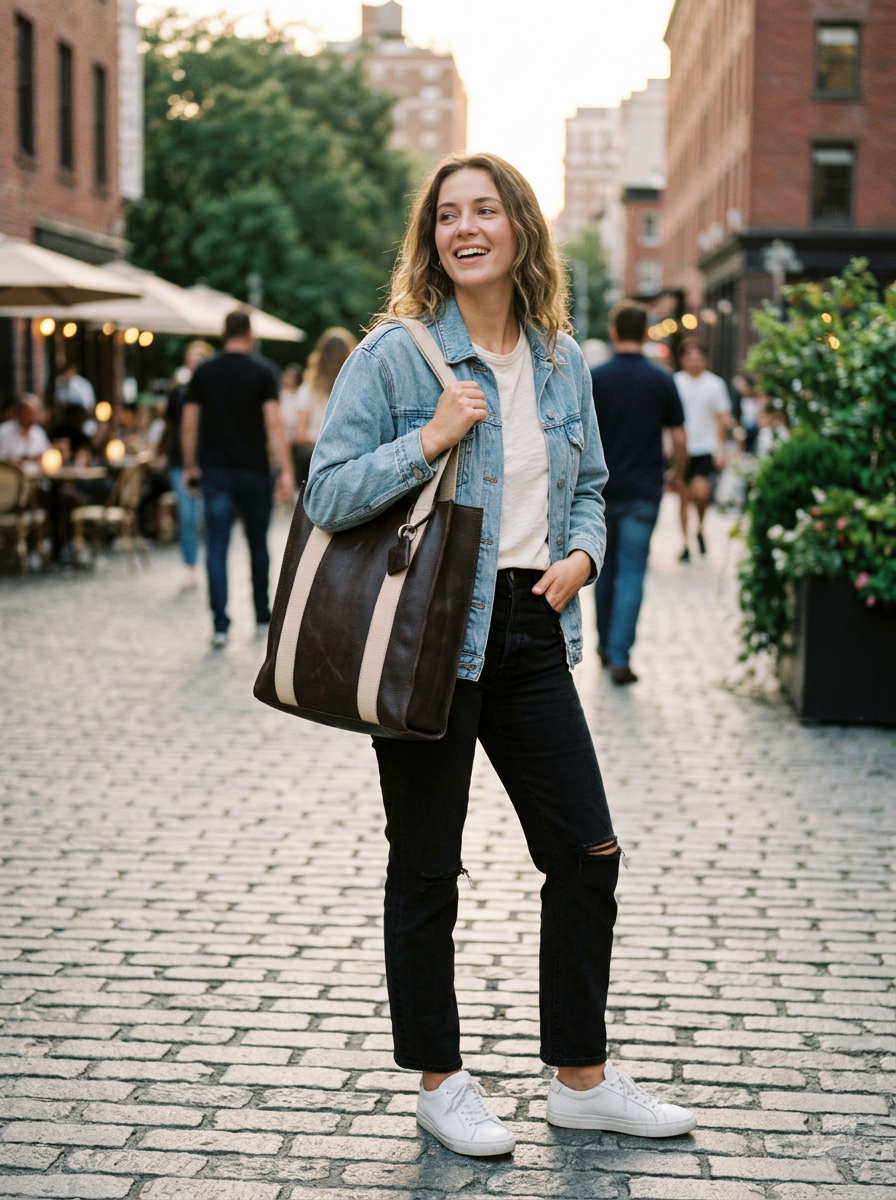 Leren Tote Coffee Manhattan Collectie