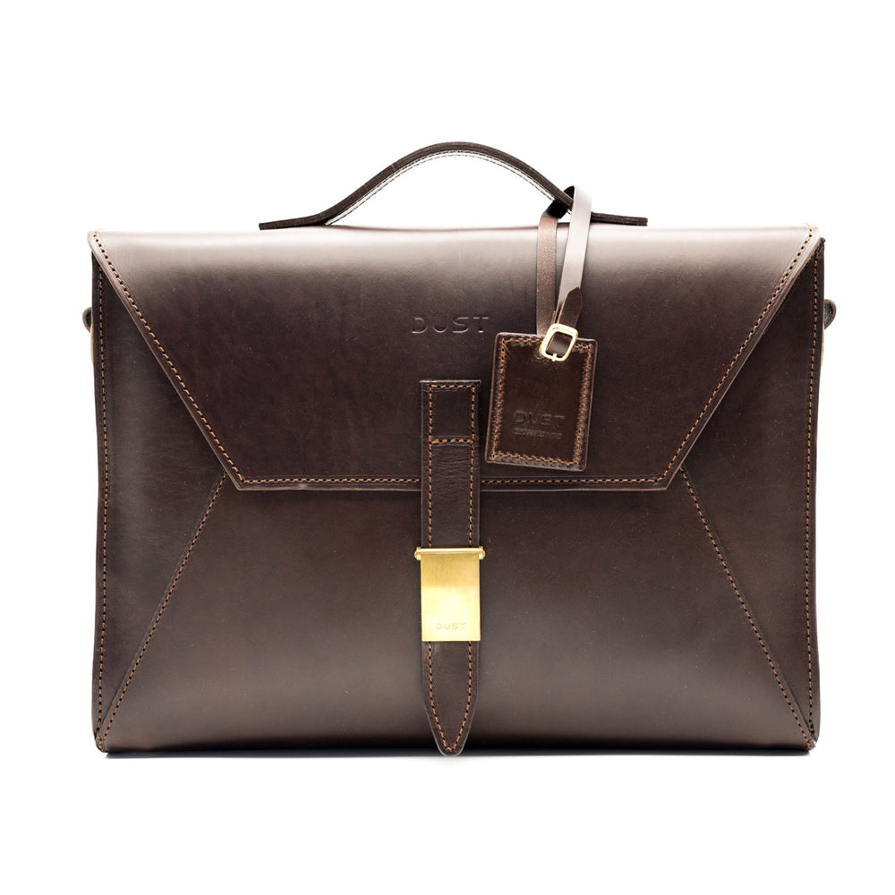 Leather Briefcase in Cuoio Dark Brown Mod 206