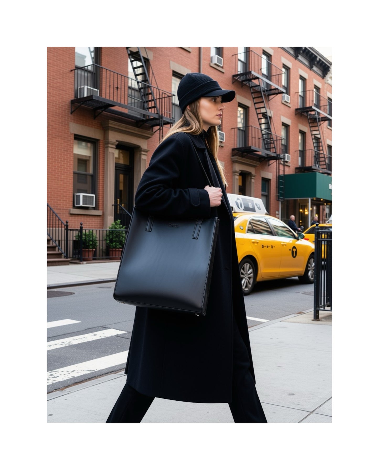 Leather Tote Black The Hamptons Collections