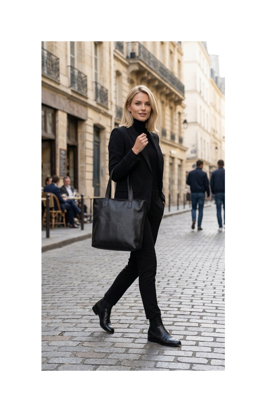 Tote in Leather Black Zuma Collection