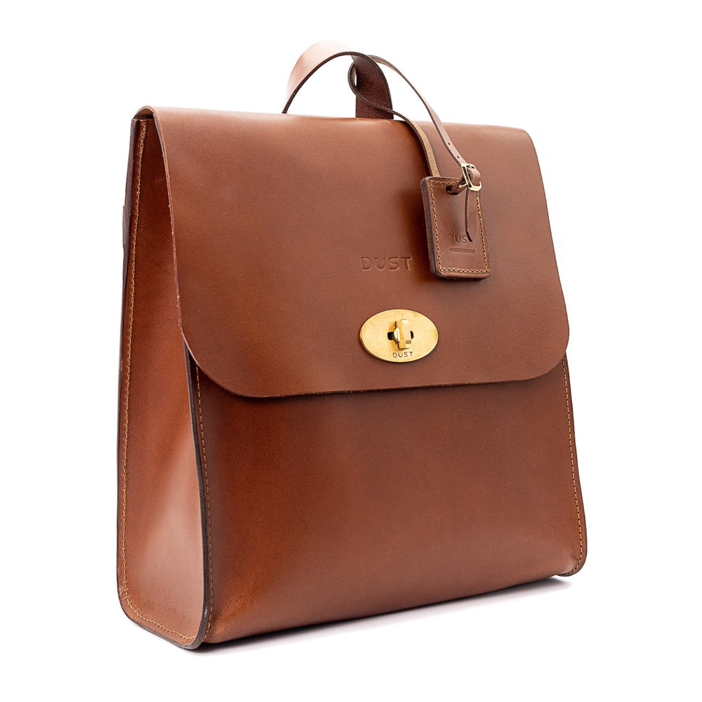 Leather Backpack in Cuoio Brown Artist Collection