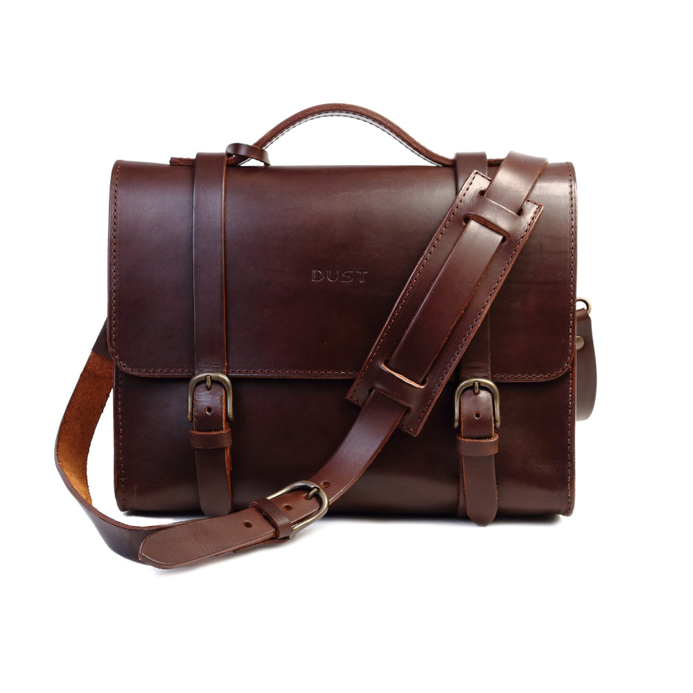 Leather Briefcase in Cuoio Dark Brown Mod 125