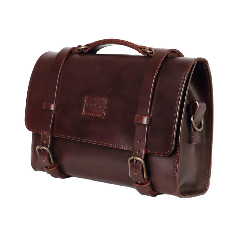 Leather Briefcase in Cuoio Dark Brown Mod 119