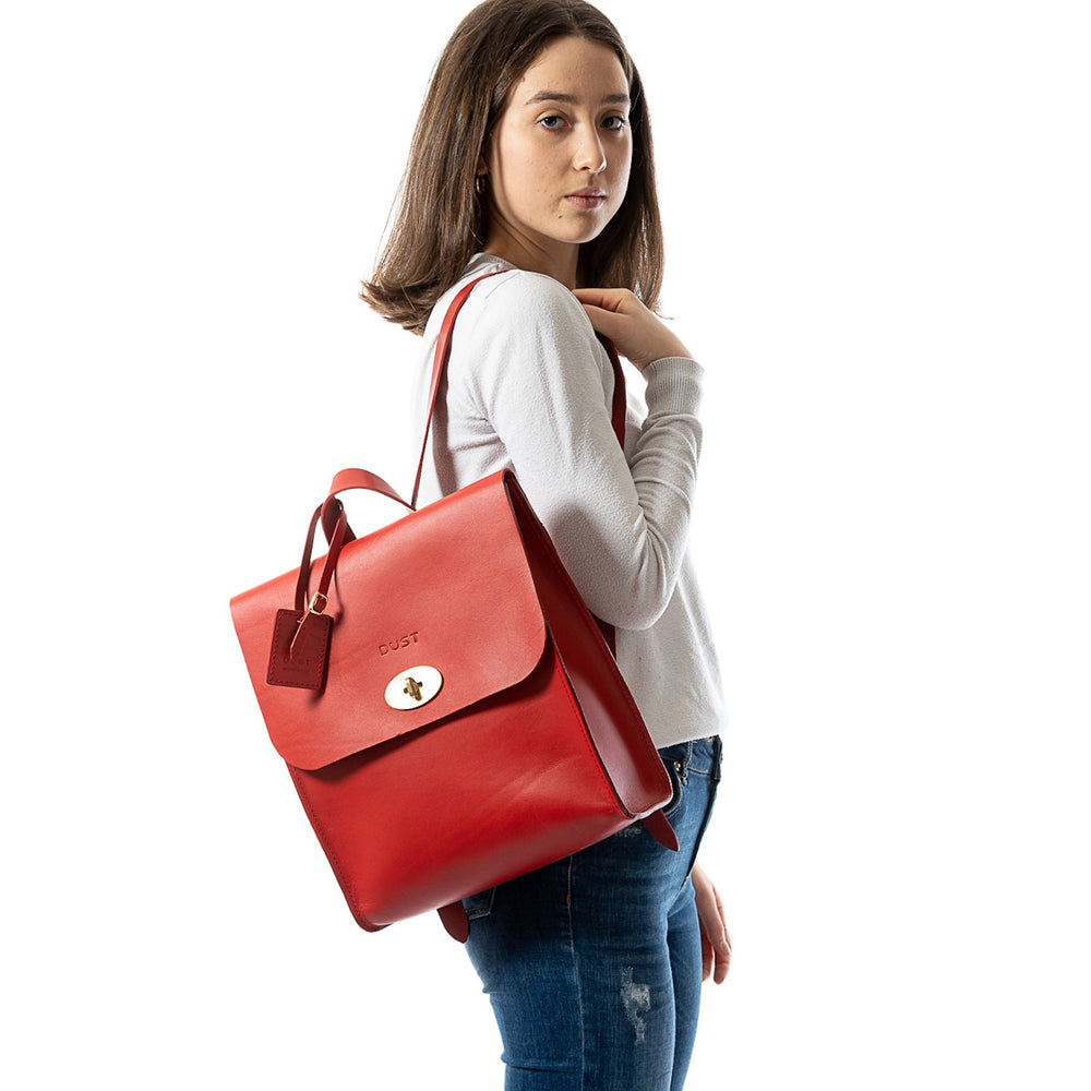 Leather Backpack in Cuoio Red Artist Collection