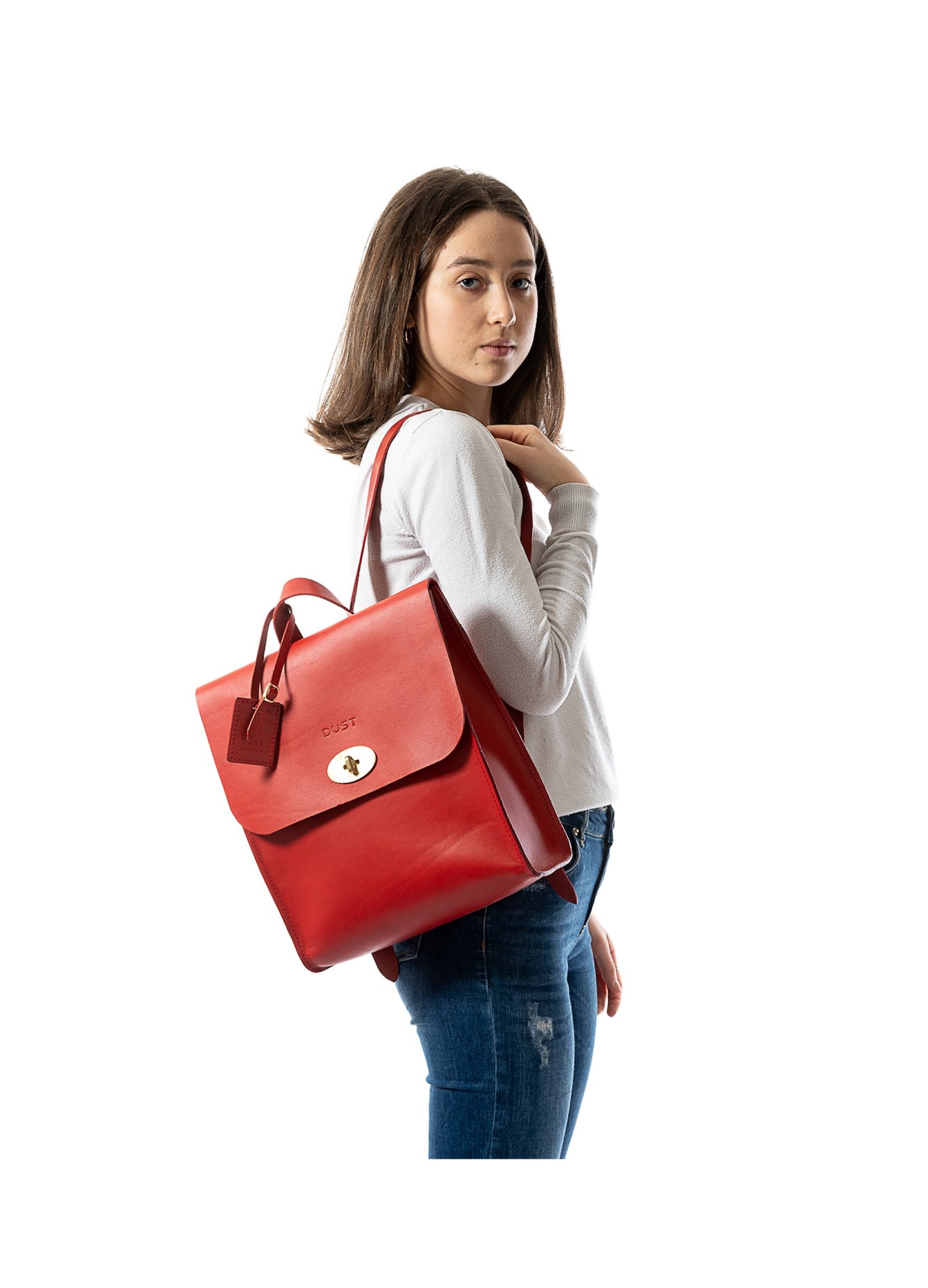 Leather Backpack in Cuoio Red Artist Collection