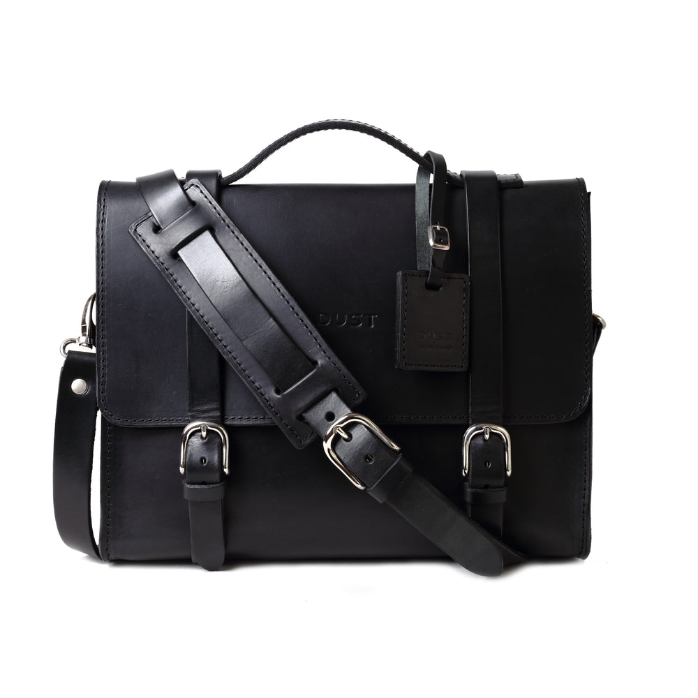 Leather Briefcase in Cuoio Black Mod 125