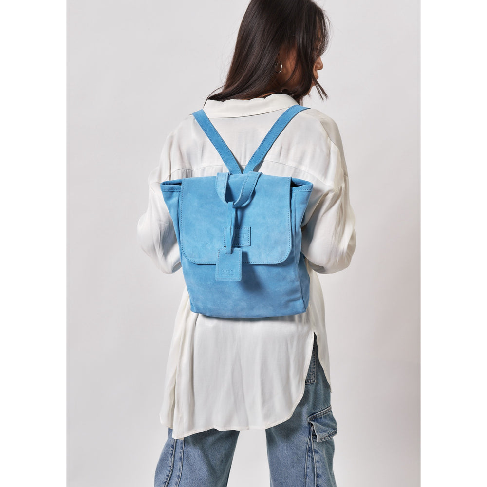 Leather Backpack Light Blue  Upper West Side Collection