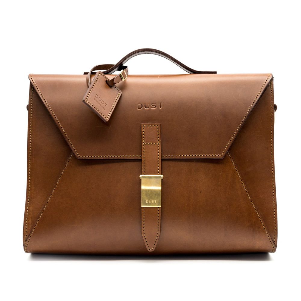 Leather Briefcase in Cuoio Brown Mod 206