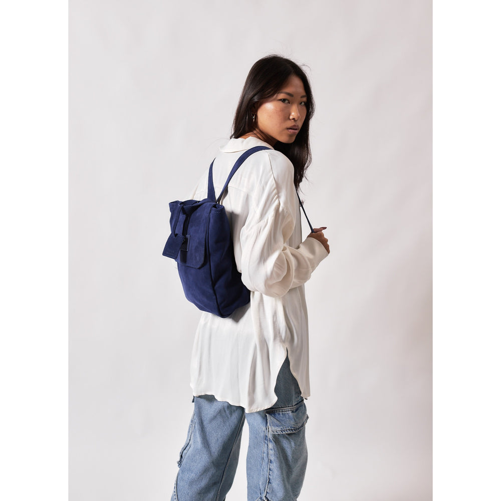 Leather Backpack Blue Upper West Side Collection